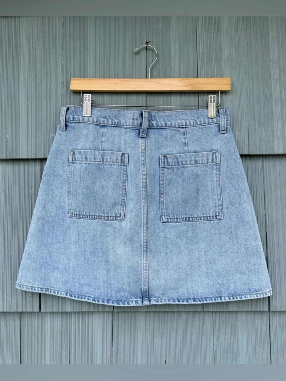 lucky brand denim utility skirt with pockets, women's size 8/29, button down - Picture 4 of 16